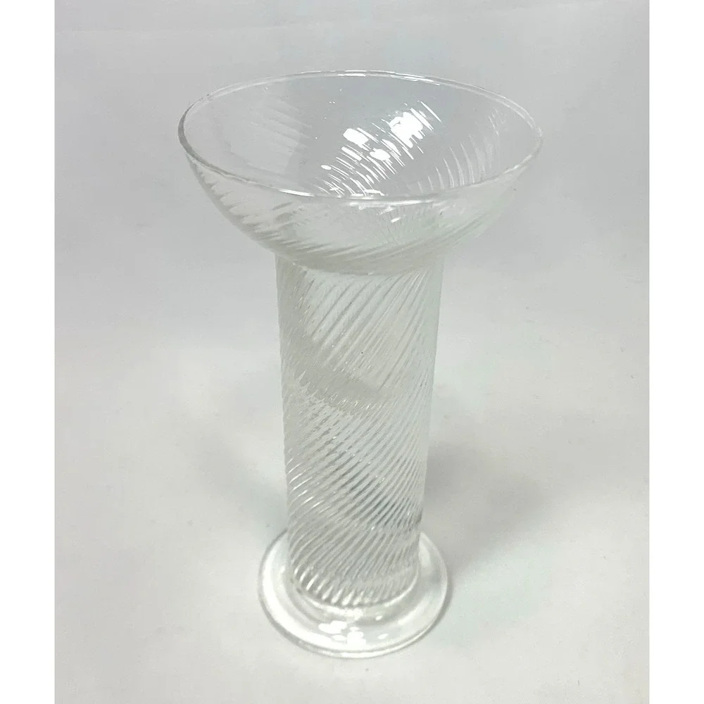 Glass Twist Candlestick Clear Vintage MCM‎ Column Heavy Scandinavian type 6